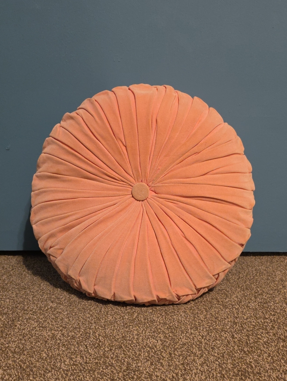 Round Pleated Velvet Throw Pillow - Peach